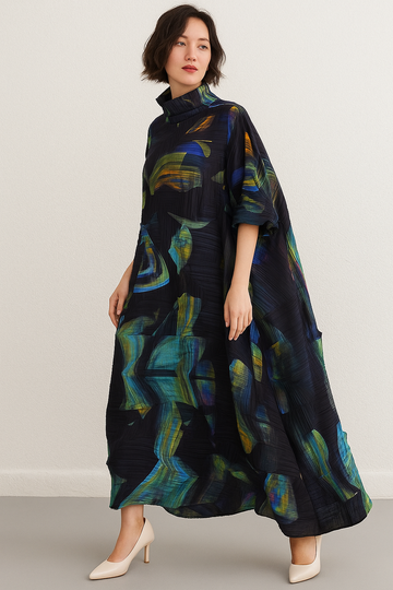 Long Dress in Miyake Folds Style