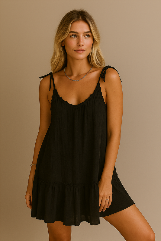 Elegant Lace-Up Summer Boho Dress