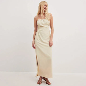 Backless Cotton-Linen Maxi Dress