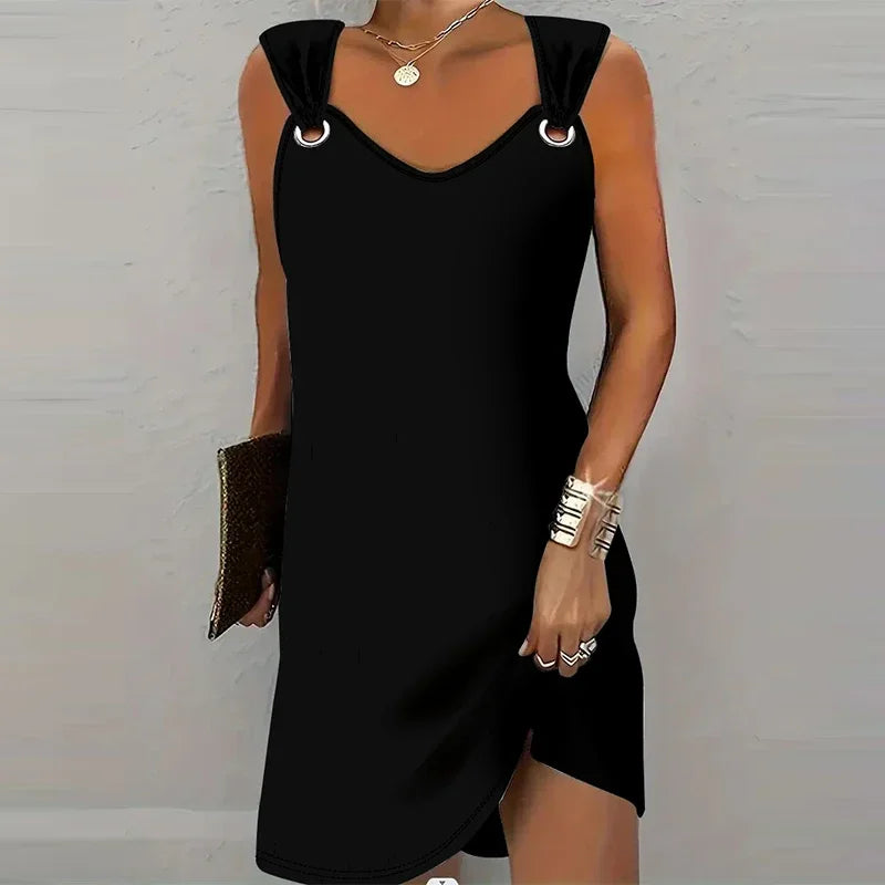 Solid Color Spaghetti Strap Dress