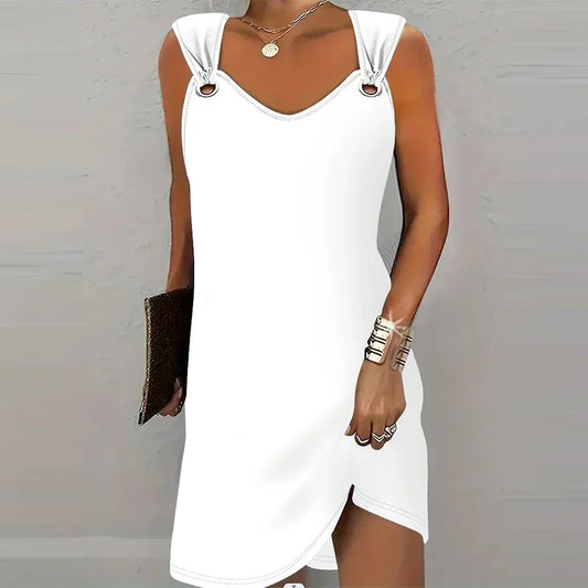 Solid Color Spaghetti Strap Dress