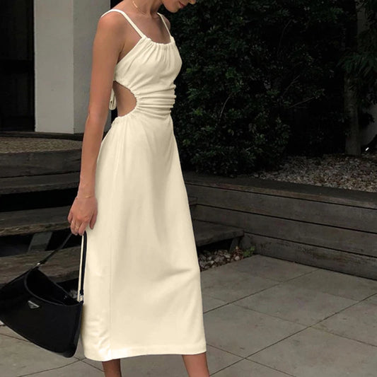 Backless Cotton-Linen Maxi Dress