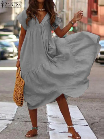 Boho Chic Ruffled Midi Dress