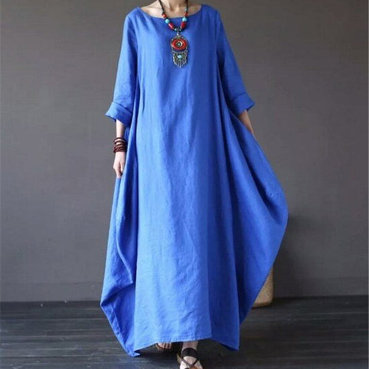 Vintage Oversized Cotton Linen Maxi Dress